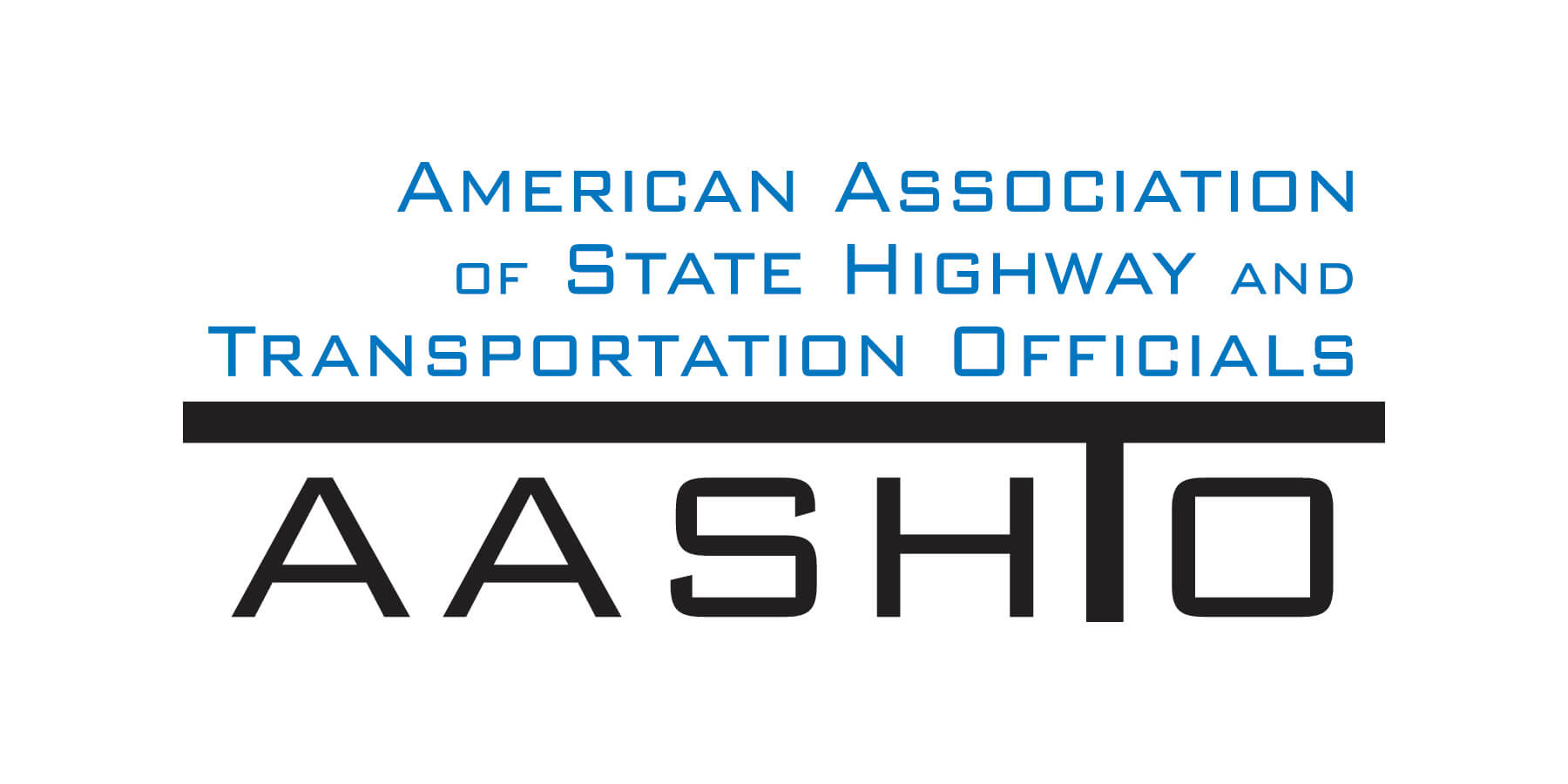 Logo of the American Association of State Highway and Transportation Officials, showing the full name above a bold horizontal line with the acronym "AASHTO" in large black letters below.
