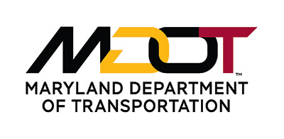 Maryland Department of Transportation logo with "MDOT" in bold, stylized black, gold, and red letters, above the words "Maryland Department of Transportation" in black text.