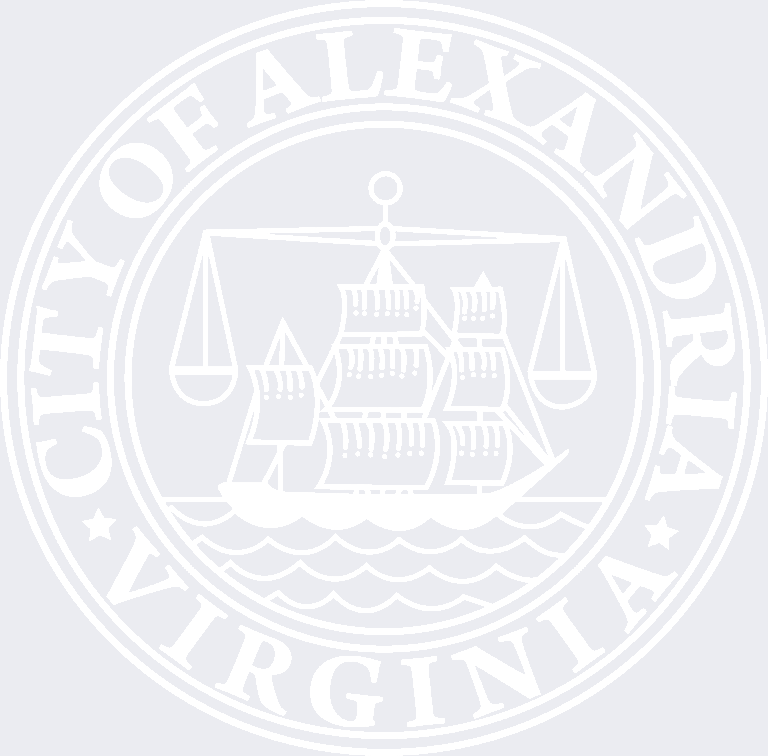 The seal of the City of Alexandria, Virginia, featuring a sailing ship on waves and a balanced scale above it, surrounded by the words "City of Alexandria Virginia" in a circular border.