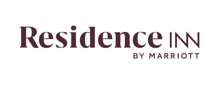 Residence Inn by Marriott logo in dark red text on a white background.