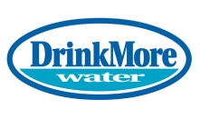 Logo with the words "DrinkMore water" in blue and white text inside a blue oval outline on a white background.